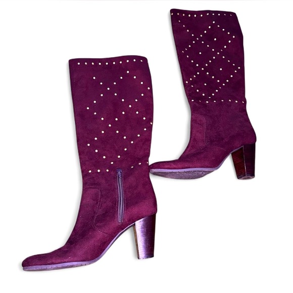 Rich Chocolate brown  Suede Studded Knee-High Boots - Picture 1 of 3